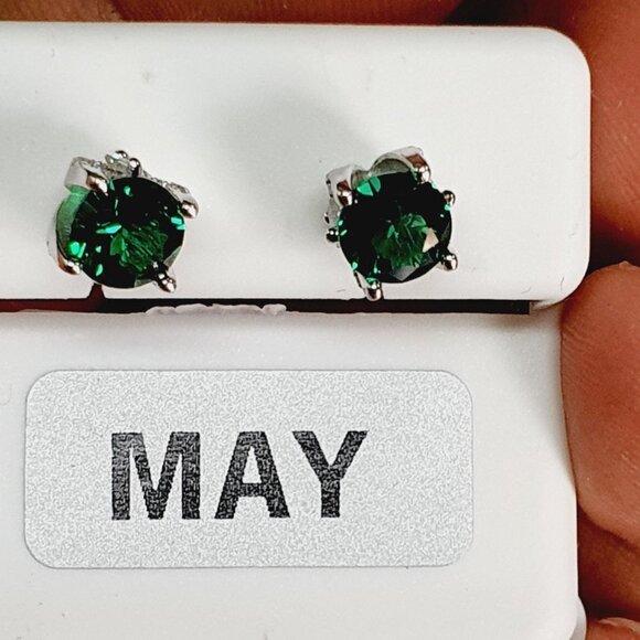 Birthstone S925 Sterling Silver CZ Stud Earrings for Women/Girl, US1925… - Picture 4 of 15